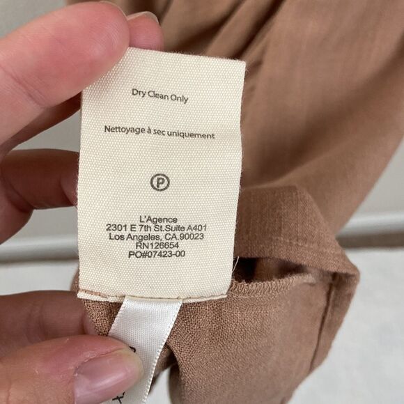L'AGENCE Linen Blend V-Neck Lightweight Long Sleeve Mini Dress size 6 - Picture 9 of 16